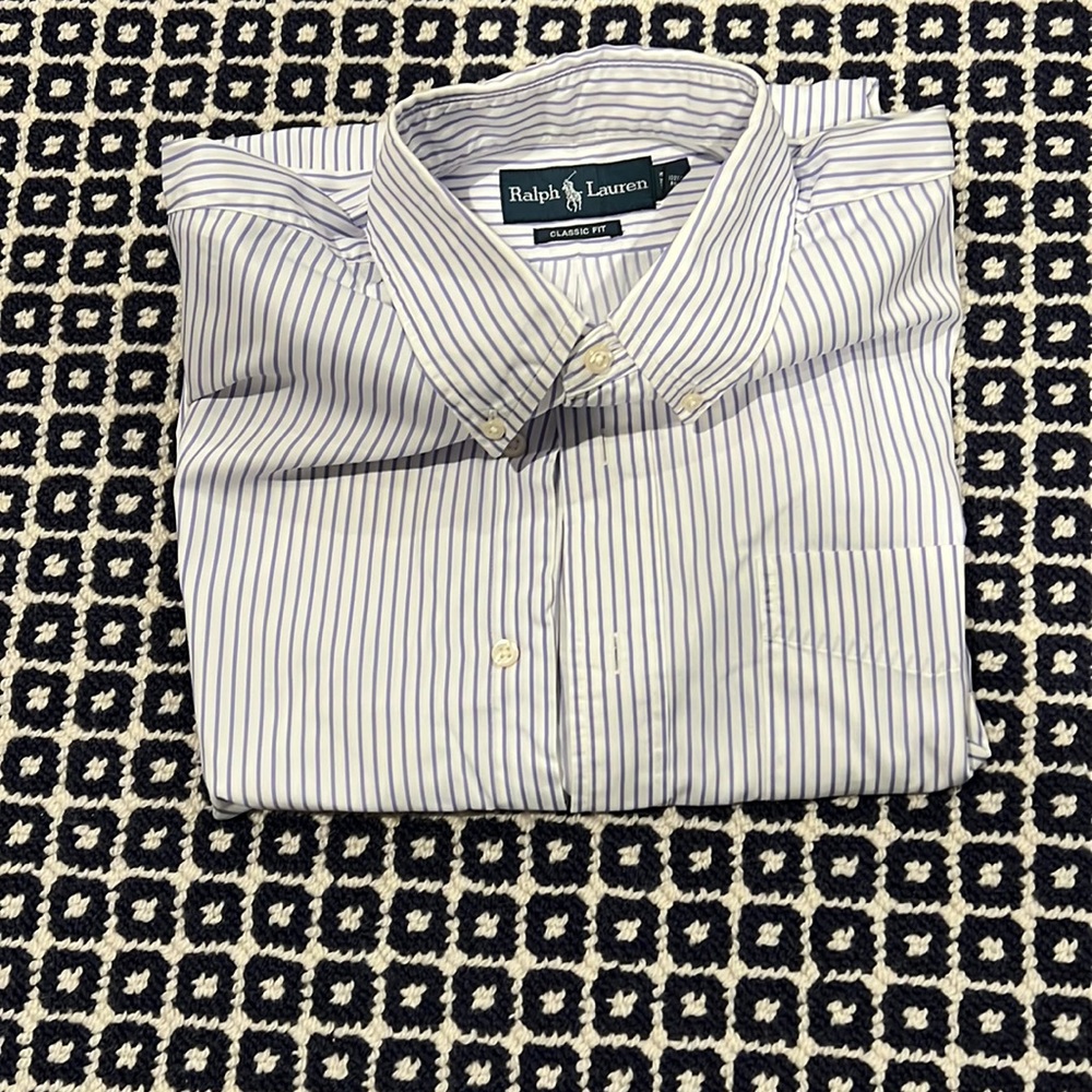 Ralph Lauren cotton shirt, purple stripe Large